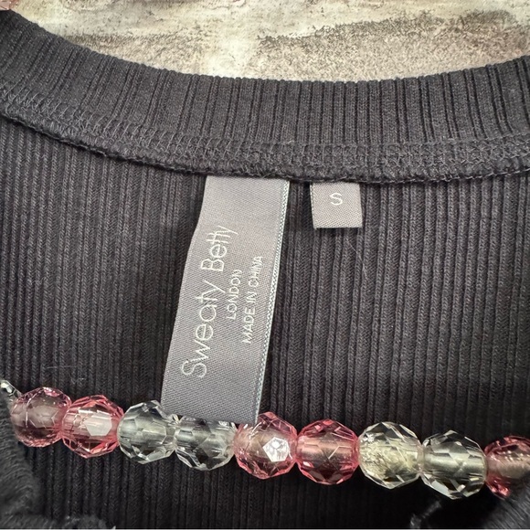 Sweaty Betty London Henley Midi Dress black ribbed long sleeve snap buttons neck - Picture 4 of 12